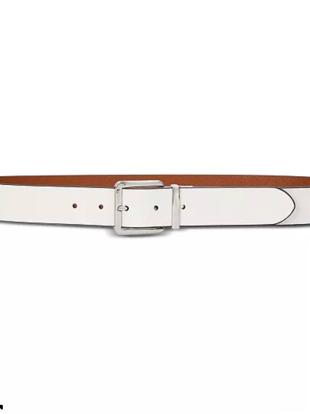 Ralph Lauren M White and Brown Reversible Crosshatch Leather Belt Wide Authentic